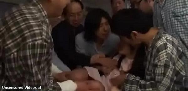  Japanese sweet nurse gets a bukkake gangbang